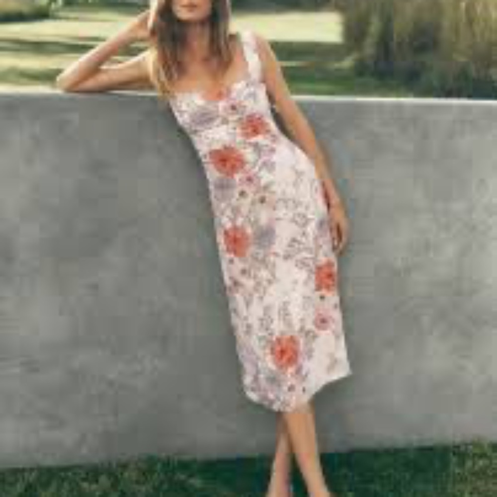 Floral Linen Blend Flare Dress